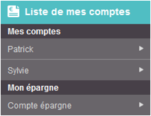 Liste de mes comptes